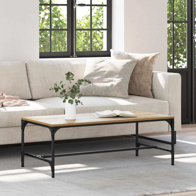 Sofabord Artisan 100 x 50 cm – Egetræ/Sort stål