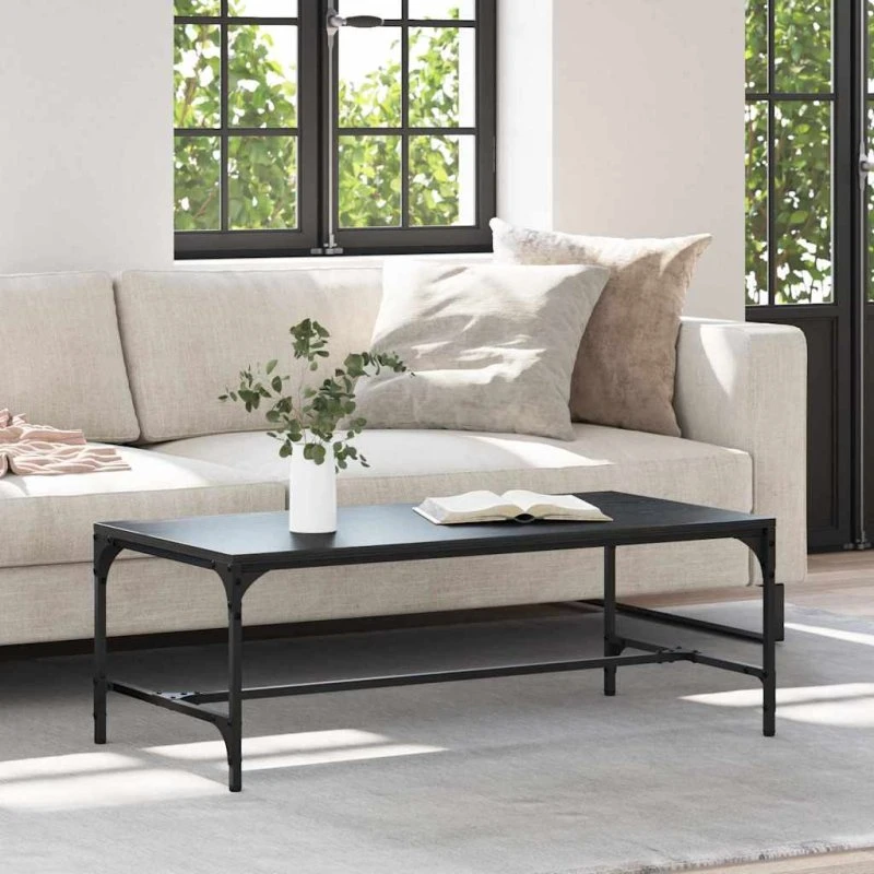 Sofabord Sort eg 100x50x35 cm – Industrielt konstrueret træ