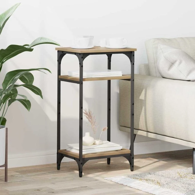 Artisan Sidebord i Egetræ og Sort Stål 40x30x75 cm