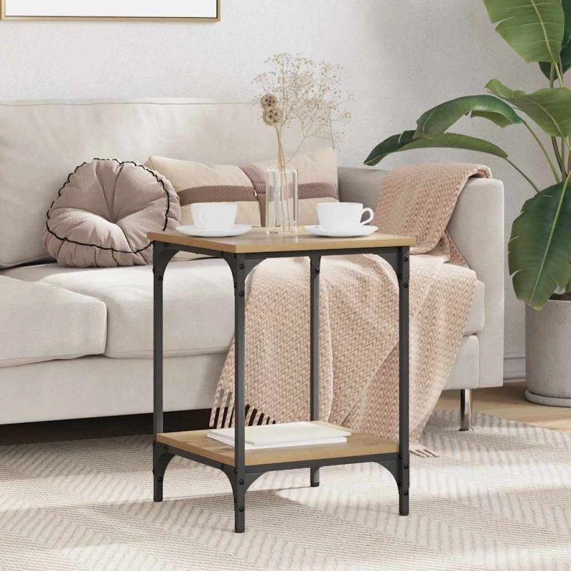 Artisan Sofabord i Egetræ 40x40x55 cm – Industrielt