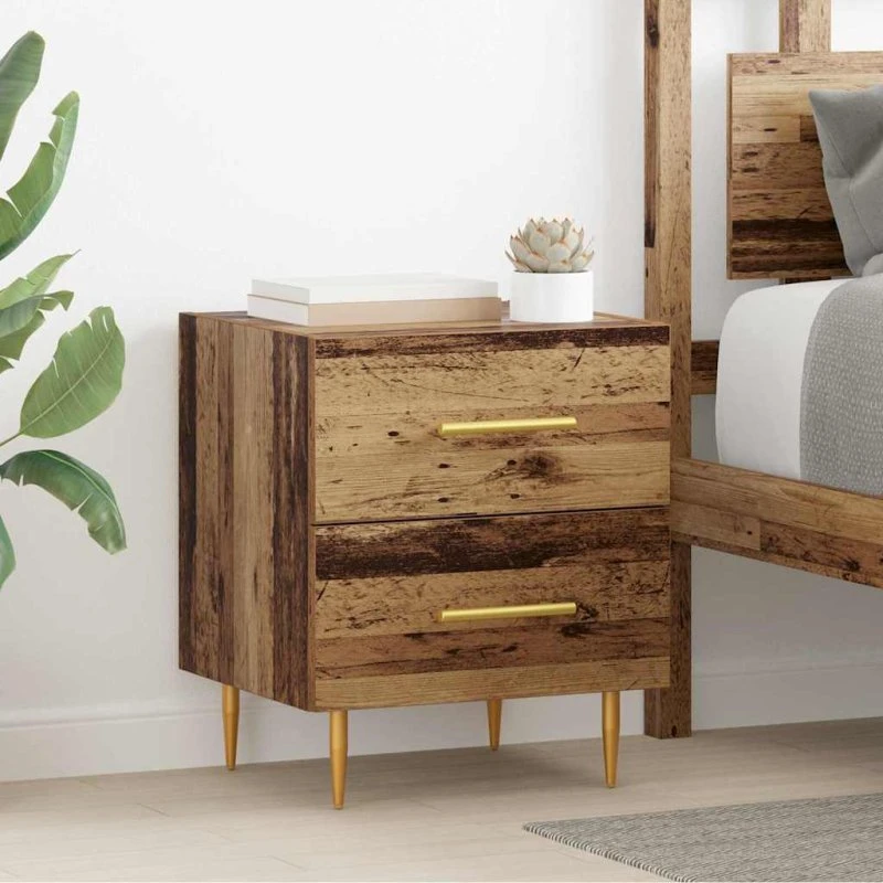 Natskab i gammelt træ 40x35x47,5 cm - robust sengebord