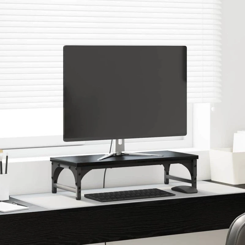 Monitorstativ i sort eg 55×23×14 cm – konstrueret træ
