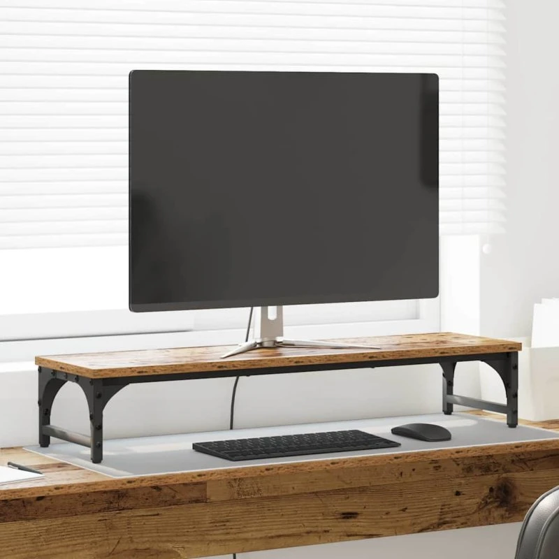 Monitorstativ i konstrueret træ 85x23x15,5 cm