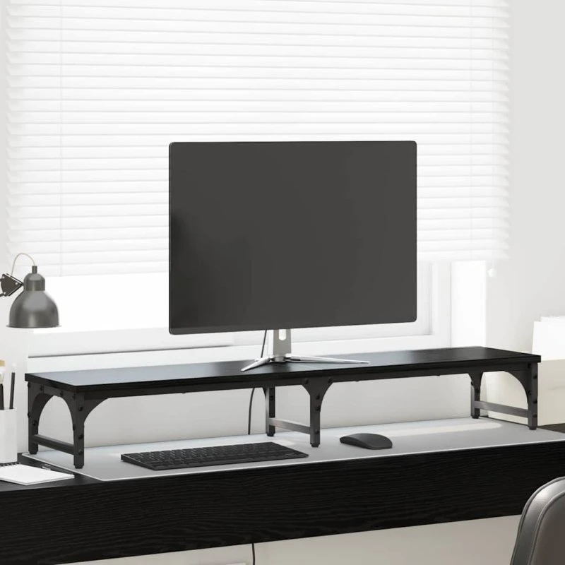 Monitorstativ i sort eg 105×23×15,5 cm – konstrueret træ