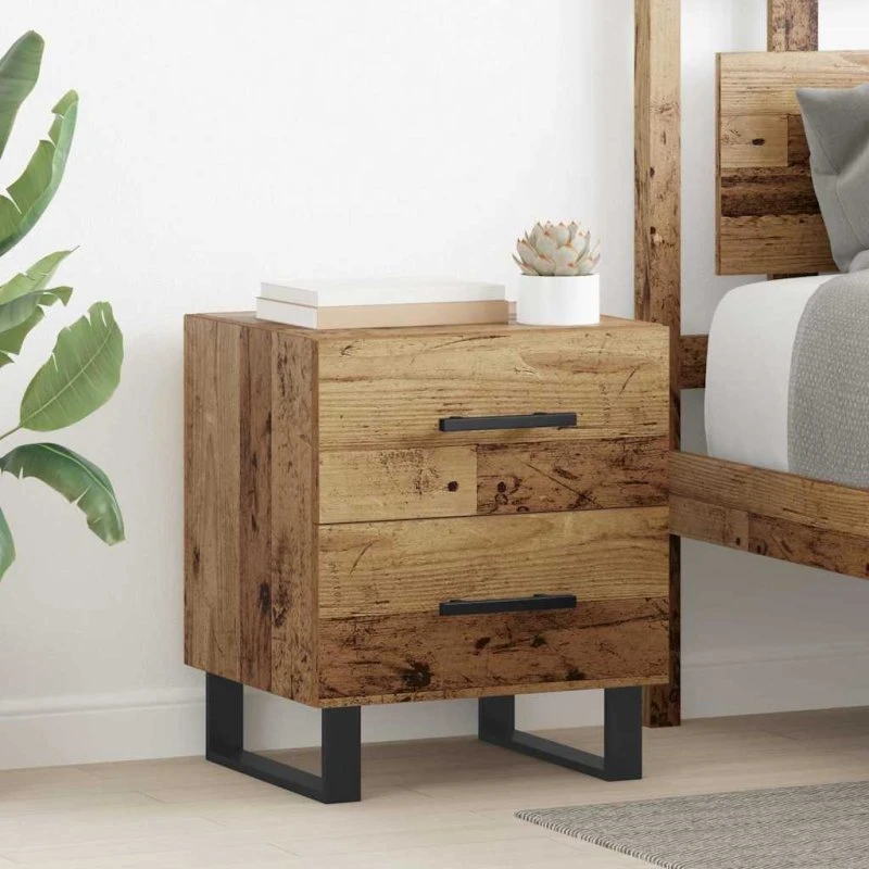 Natskab i konstrueret træ 40x35x47,5 cm – Rustikt natbord