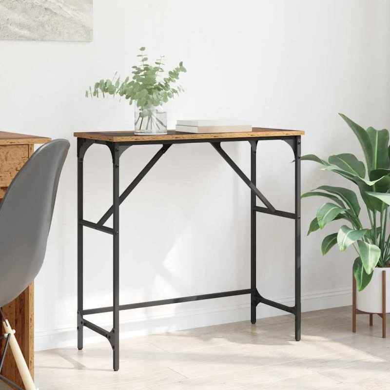 Konsolbord i gammelt træ 75x32x75 cm – industrielt look