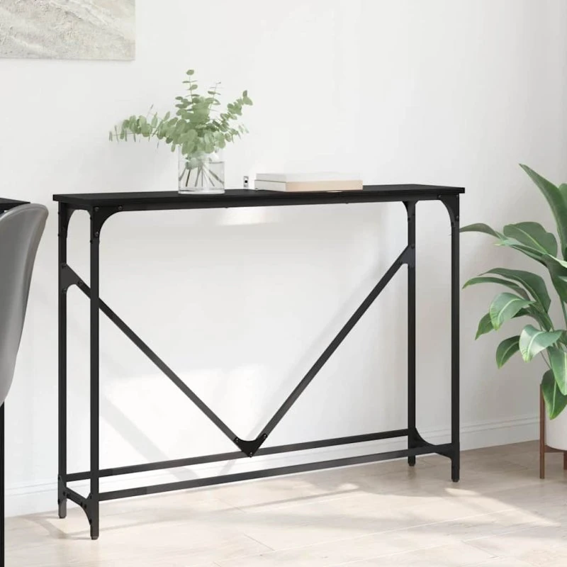 Konsolbord Sort Eg 102x23x75 cm – Industrielt