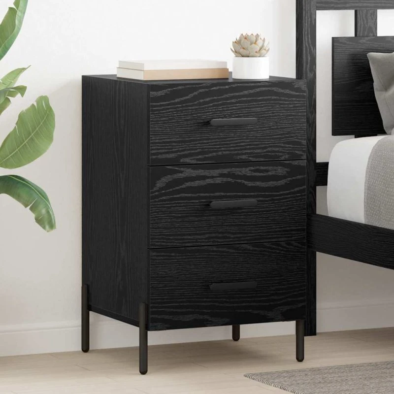 Natskab i sort eg med skuffe 40x40x66 cm