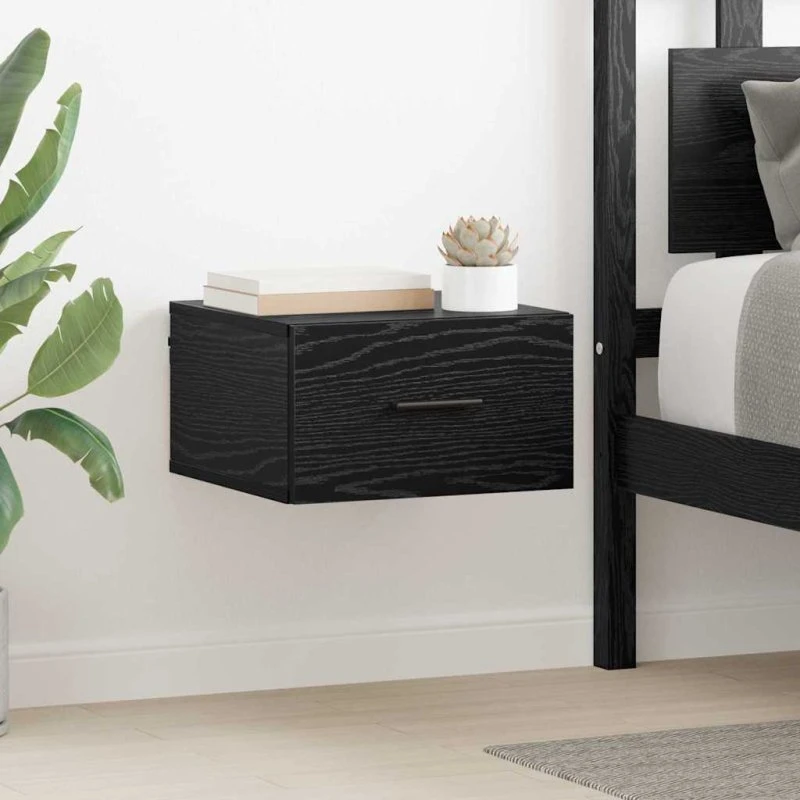 Væghængt natskab 2 stk – Sort eg 35x35x20 cm