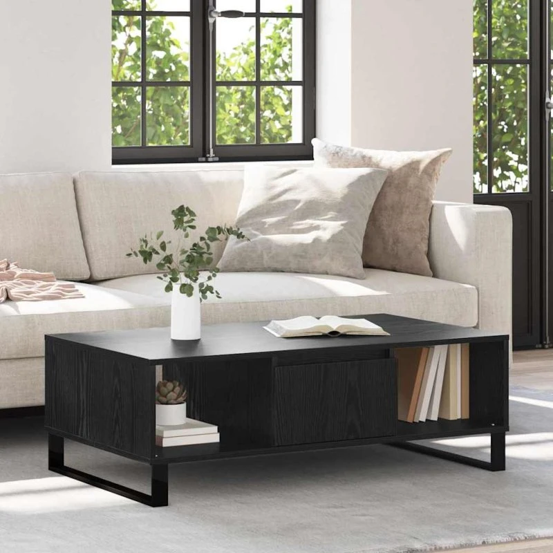 Sofabord Sort Eg - Konstrueret Træ 104x60x35 cm