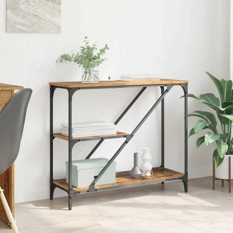 Konsolbord Gammelt træ 88,5x30x75 cm – Rustik/Metal