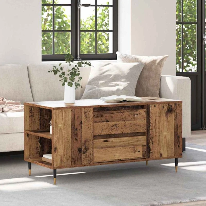 Sofabord i konstrueret gammelt træ 102x44,5x50 cm