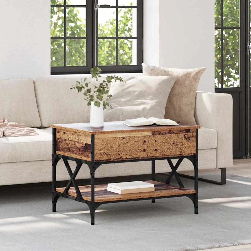 Sofabord løftbart i konstrueret træ 70x50x50 cm