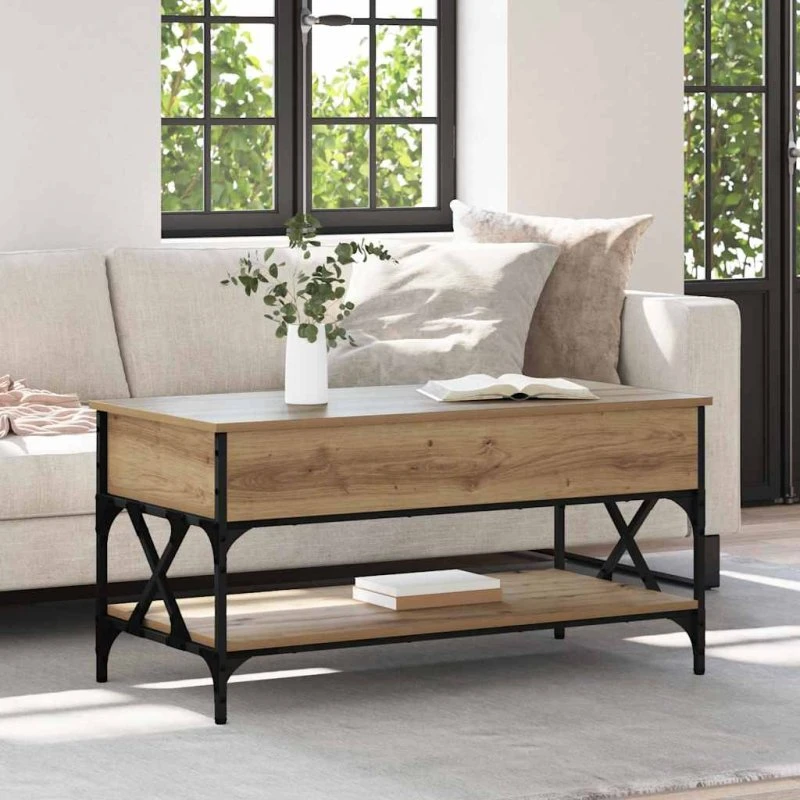 Sofabord Artisan Egetræ 100x50x50 cm - Lift-top