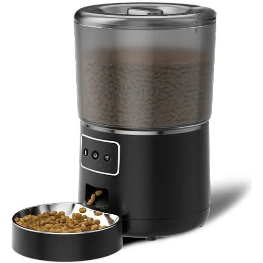 INF Wi‑Fi-aktiveret smart foderautomat 4L med rustfri skål, sort