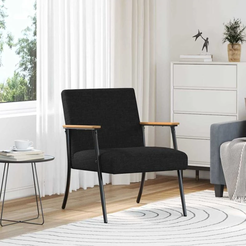 Lænestol i sort fløjl 59 x 75 x 78 cm – moderne komfort
