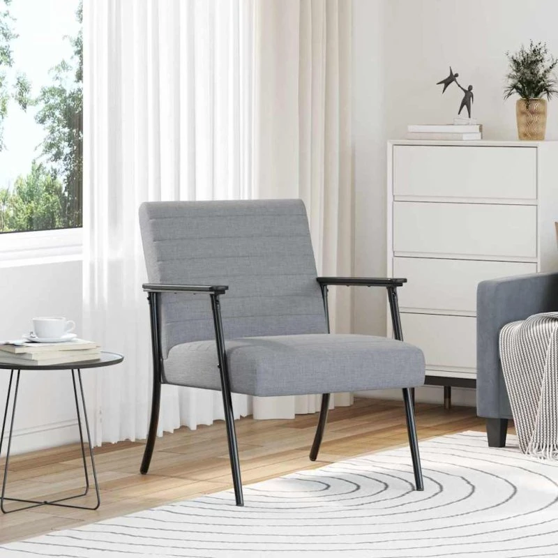 Lænestol Lysegrå stof 59×75×78 cm - Moderne komfort