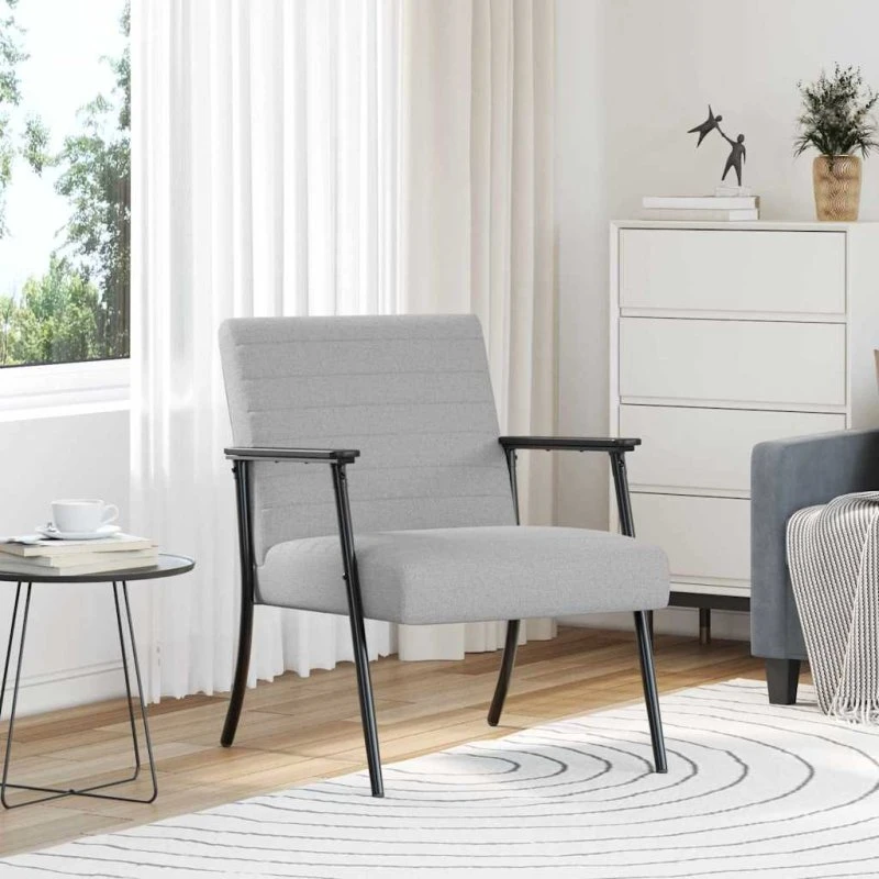 Skygrå moderne lænestol i stof 59x75x78 cm