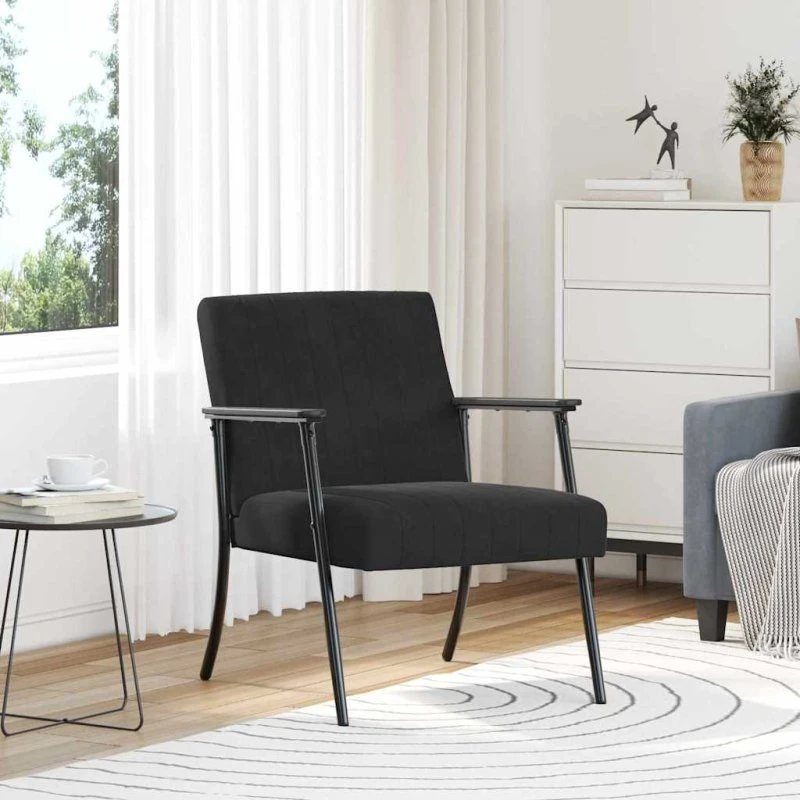 Sort fløjlslænestol 59x75x78 cm – moderne komfort