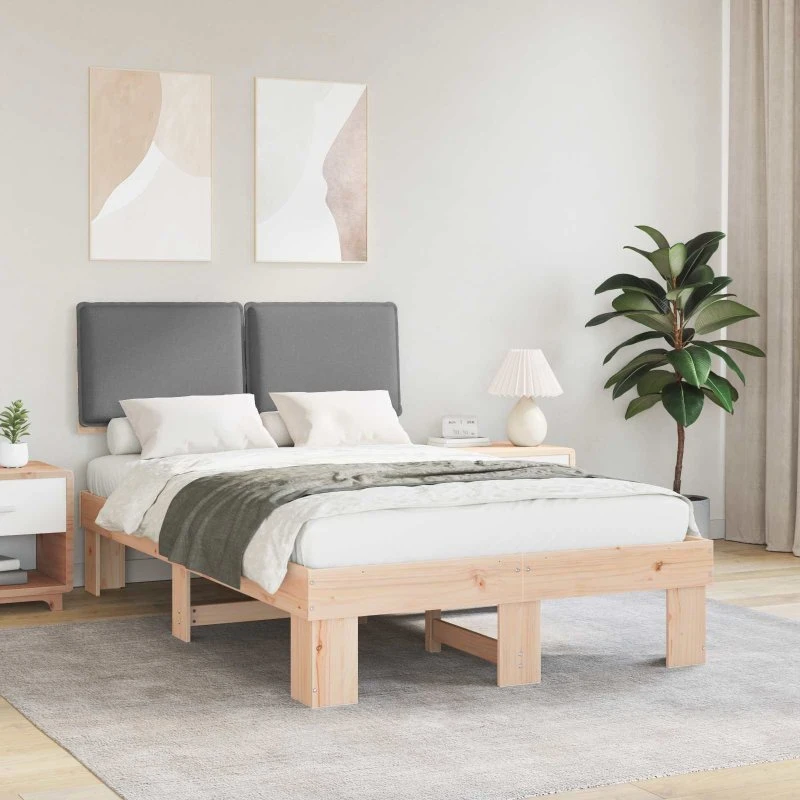 Sengestel med polstret hovedgavl 120x200 cm – Lysegrå