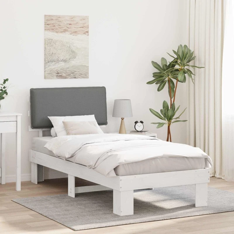 Sengestel med polstret hovedgavl 100x200 cm lysegrå