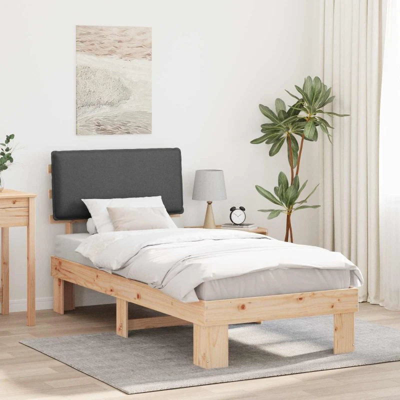 Sengestel med polstret hovedgavl mørkegrå 80x200