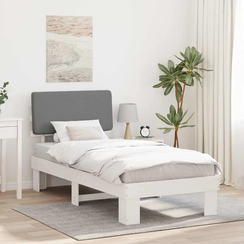 Sengestel 100x200 cm med polstret hovedgavl - Lysegrå