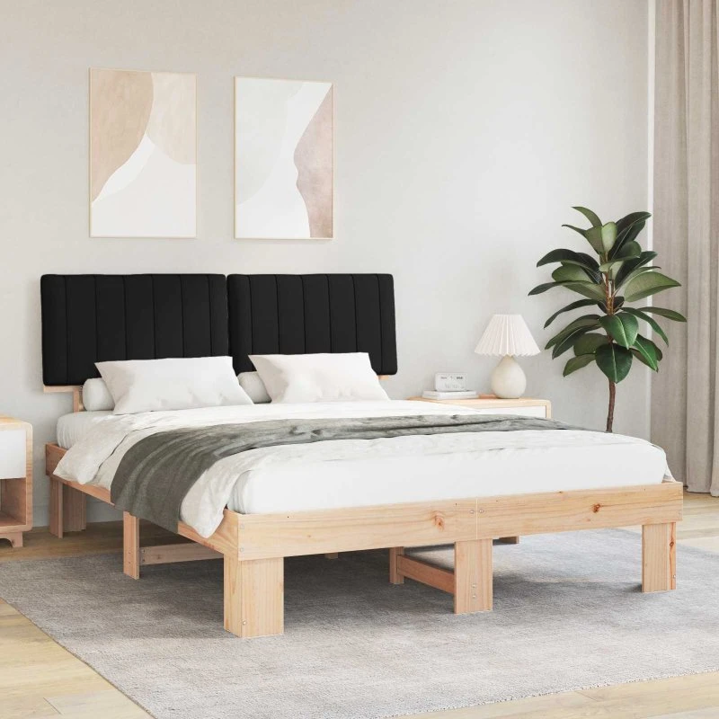 Sengestel 160x200 cm med polstret hovedgavl, sort