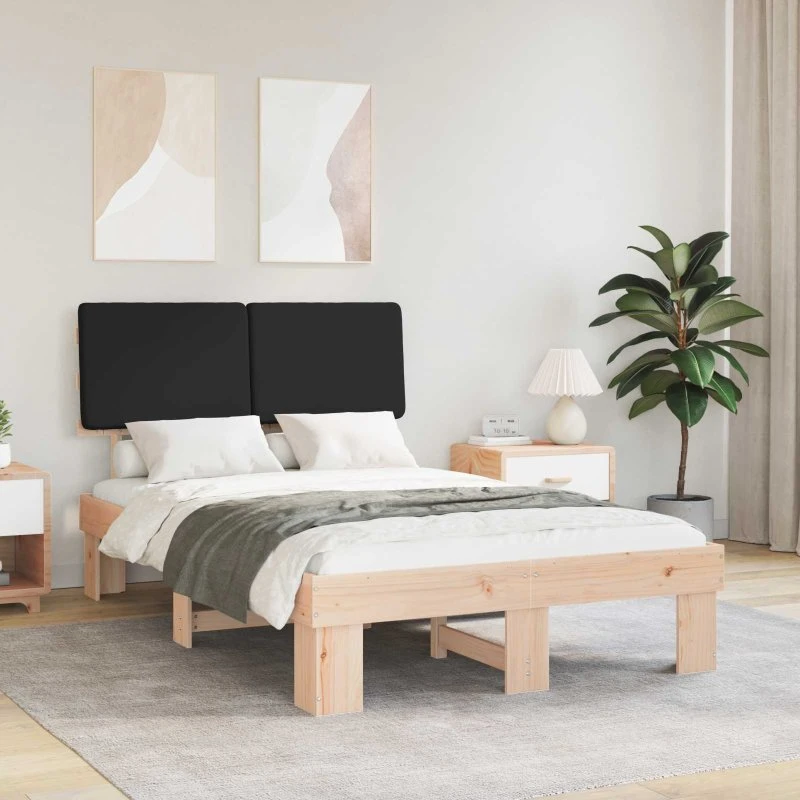 Sengestel med polstret hovedgavl - Sort 120x200 cm
