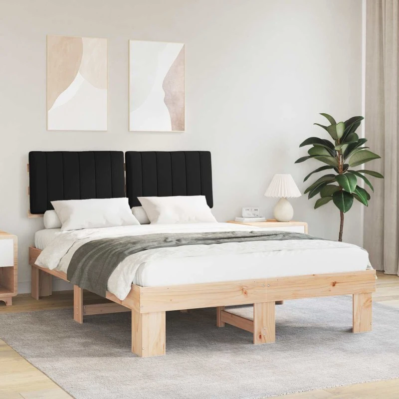 Sengestel med polstret hovedgavl, sort 135x190 cm