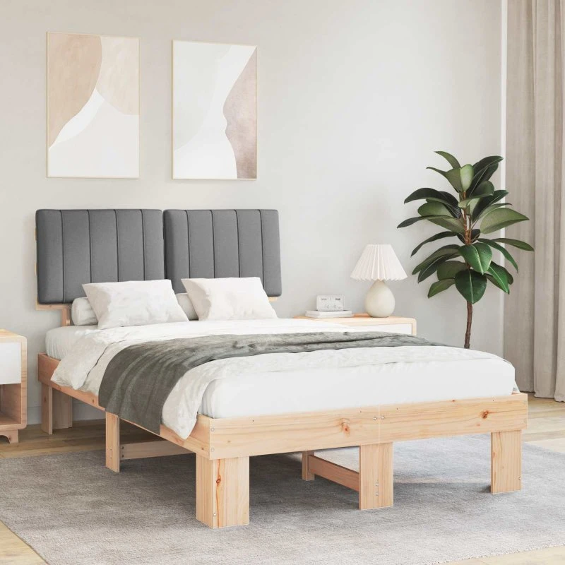 Sengestel med polstret hovedgavl 120x190 cm - Lysegrå