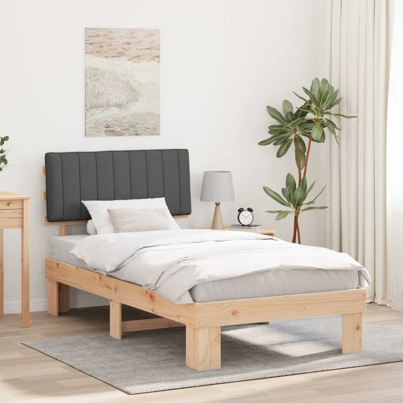 Sengestel 100x200 cm med polstret hovedgavl, mørkegrå