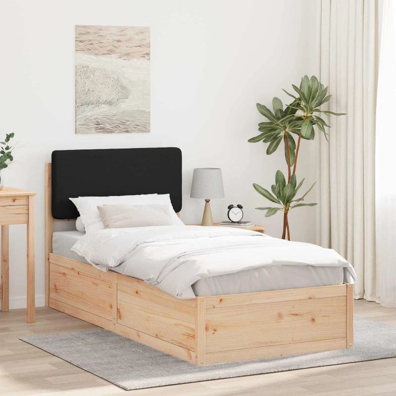 Sengestel i massivt fyrretræ med polstret hovedgavl 90x190 cm
