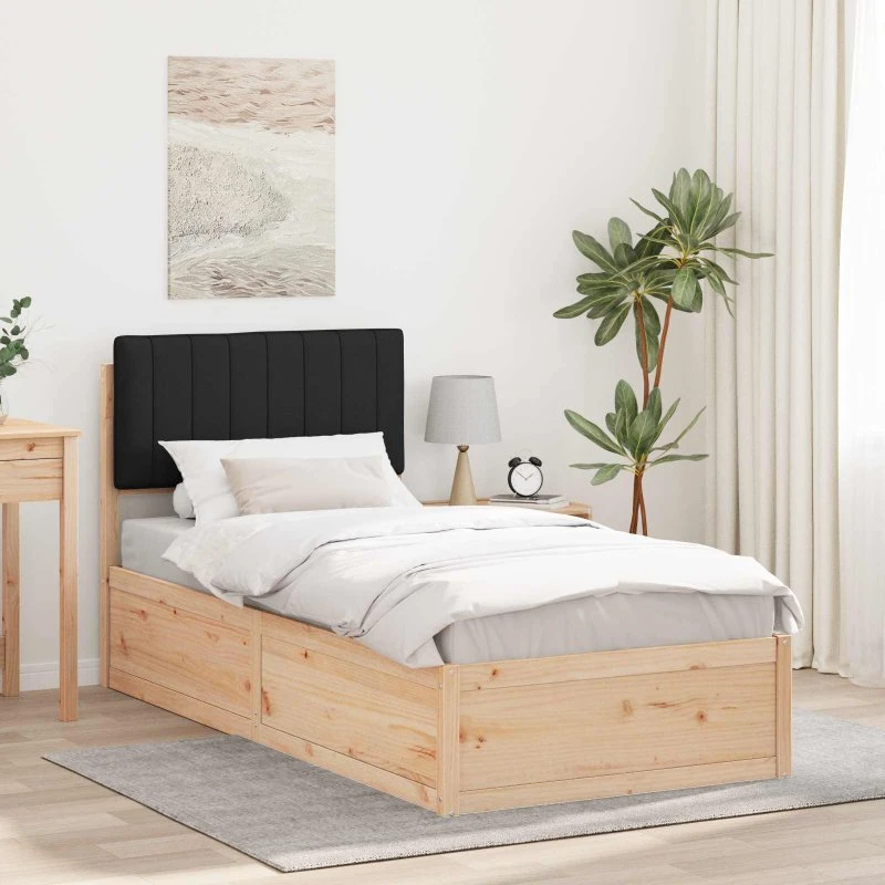 Sengestel 90x200 med polstret hovedgavl - Sort