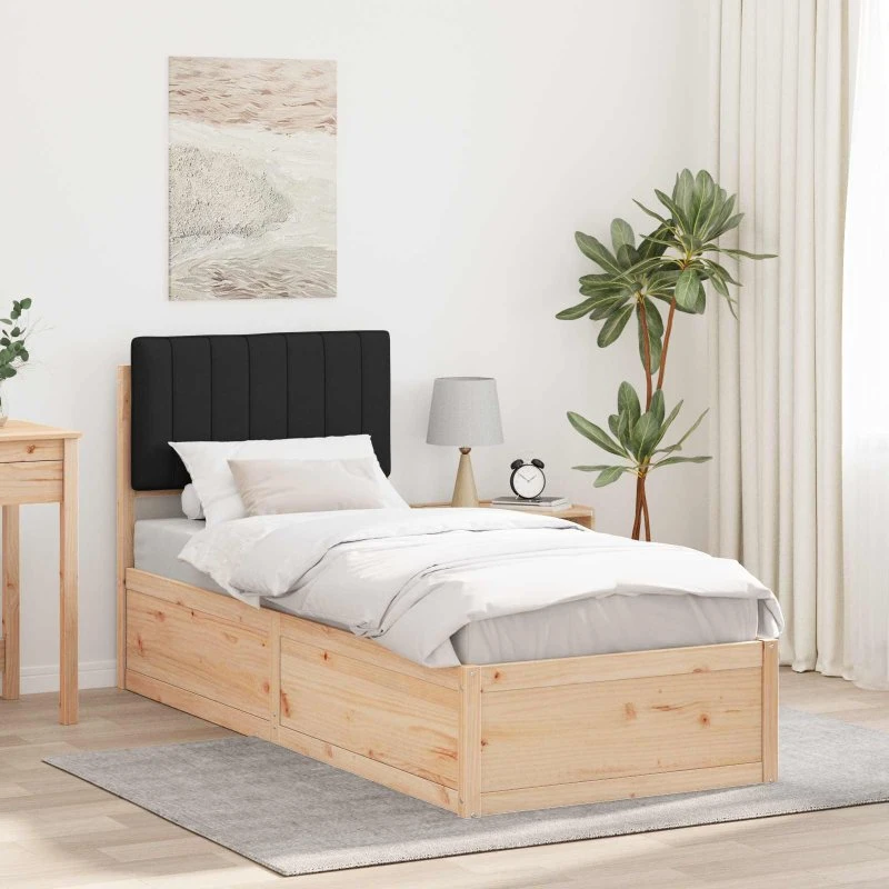 Sengestel med polstret hovedgavl, sort 80x200 cm
