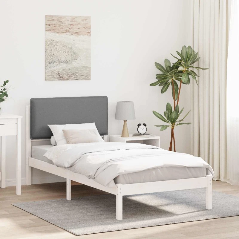 Sengestel 100 x 200 cm med polstret hovedgærde - Lysegrå