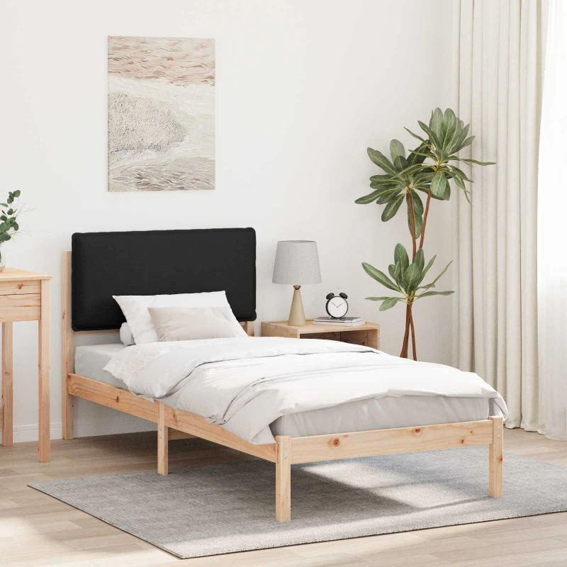 Sengestel 90x200 cm med polstret hovedgavl - Sort