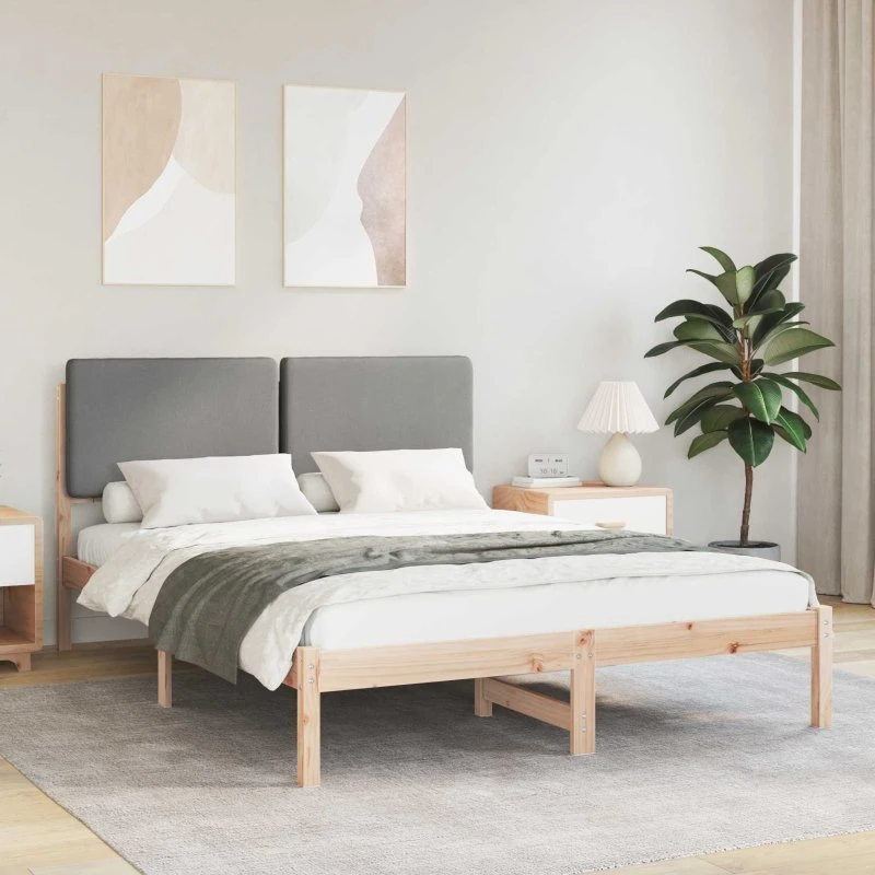 Sengestel 160x200 med polstret hovedgavl i lysegrå