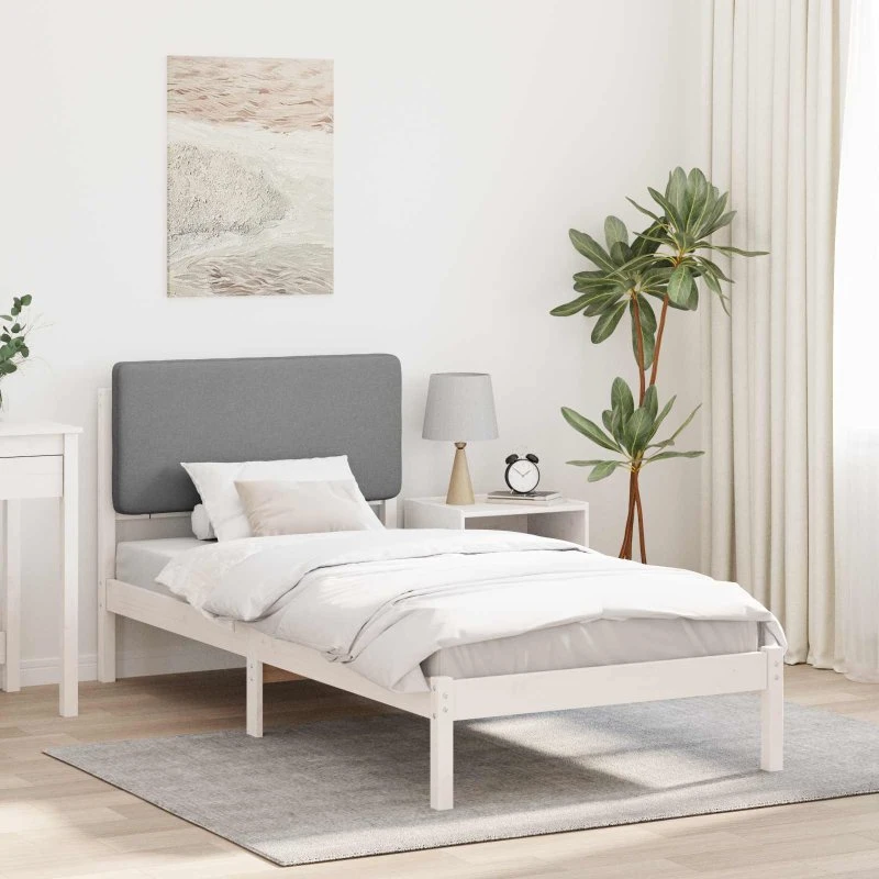 Sengestel 100x200 med polstret hovedgavl, lysegrå