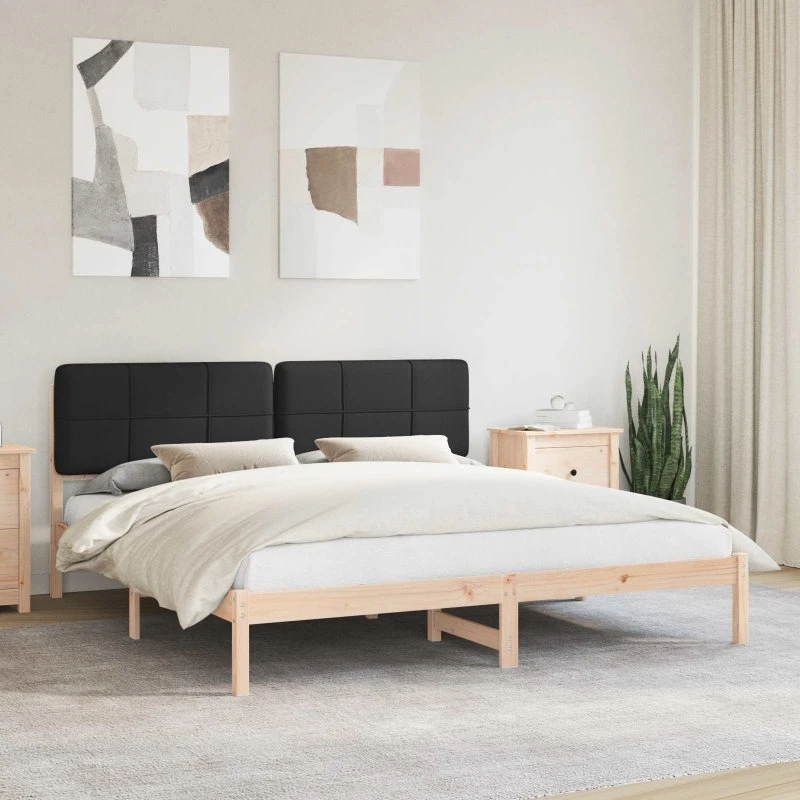 Sengestel med polstret hovedgærde 180x200 cm - Sort