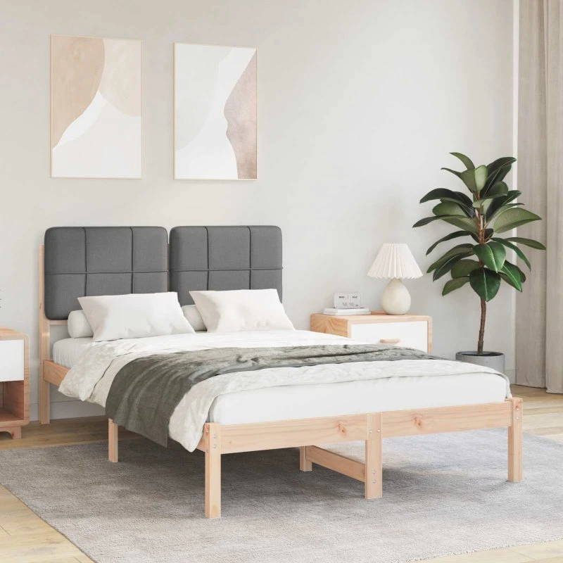Sengestel med polstret hovedgærde 120x200 cm - mørkegrå