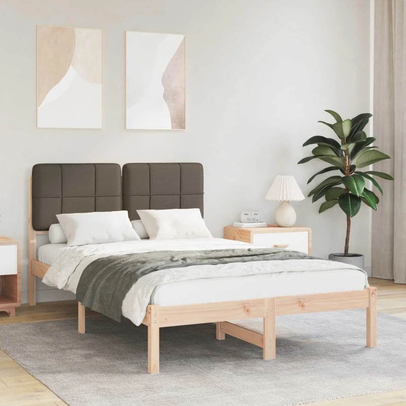 Polstret sengestel 120x200 cm – Gråbrun med hovedgavl