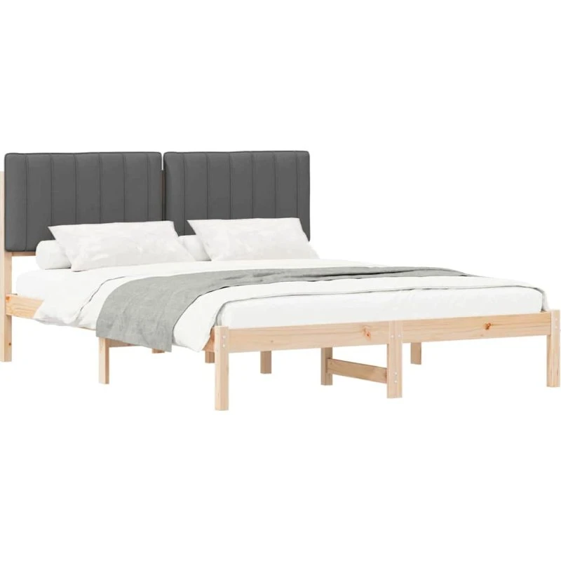 Sengestel 160x200 med polstret hovedgavl mørkegrå