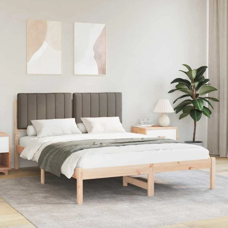 Sengestel med polstret hovedgavl 135x190 cm, gråbrun