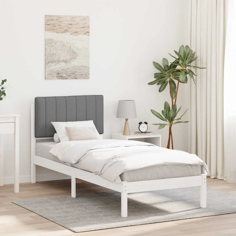 Sengestel 80x200 med polstret hovedgavl, lysegrå