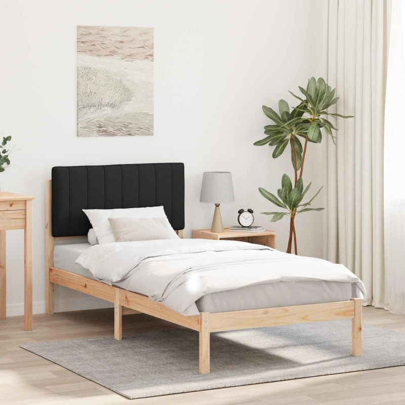 Sengestel med polstret hovedgavl 90x190 cm - Sort