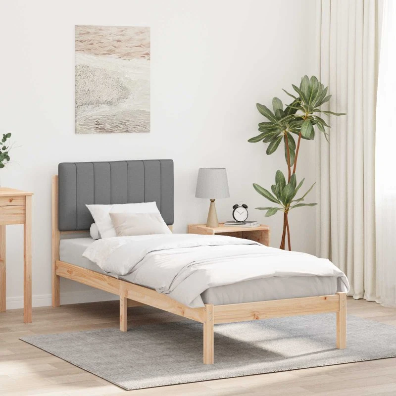 Sengestel med polstret hovedgavl 75x190 cm, lysegrå