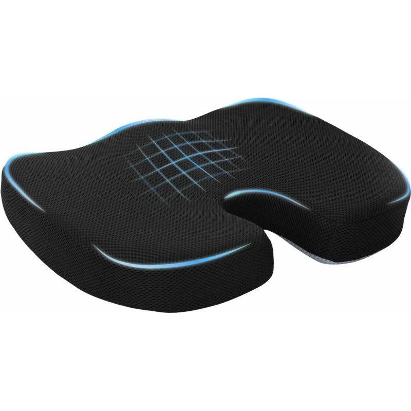 Sædehynde Memory Foam Sort 47 x 37 x 8 cm Åndbar