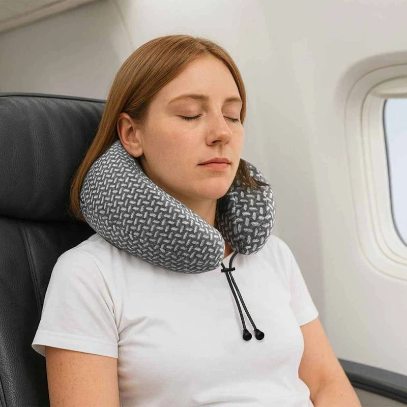 Ergonomisk rejse nakkepude 30x28x14 cm – Grå