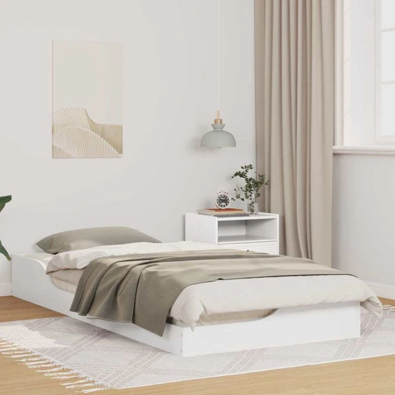 Massiv fyrretræ gulvseng 100x200 cm - hvid